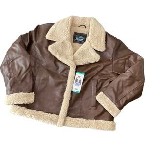 Levi's Women’s Leather Faux Jacket Sherpa Size XL NWT